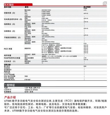 優利德UT595電氣綜合測試儀 精準測量，賦能數字技術服務新高度